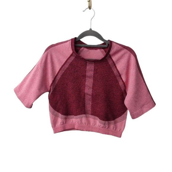 Fabletics Helena Seamless Crop Top Pink Womens Large Active Moisture Wicking - Picture 1 of 4